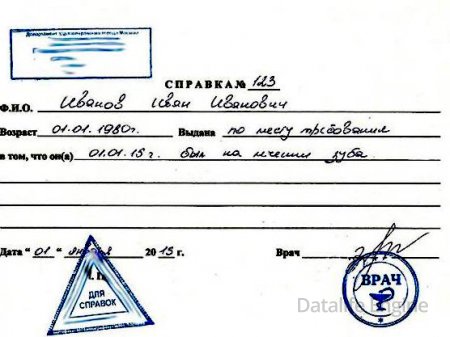 Купить образец справки от стоматолога